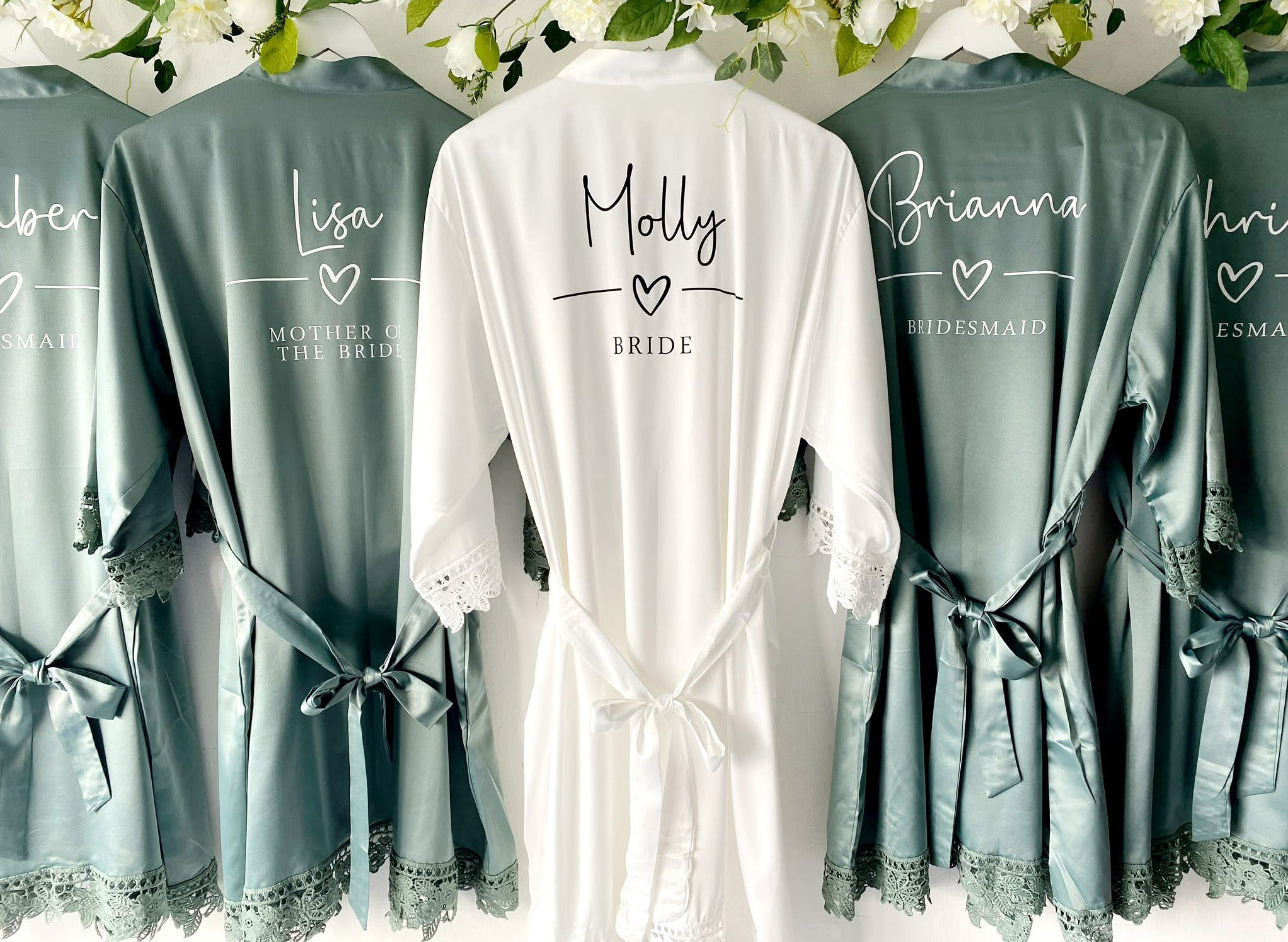 Personalised bridal party wedding robes