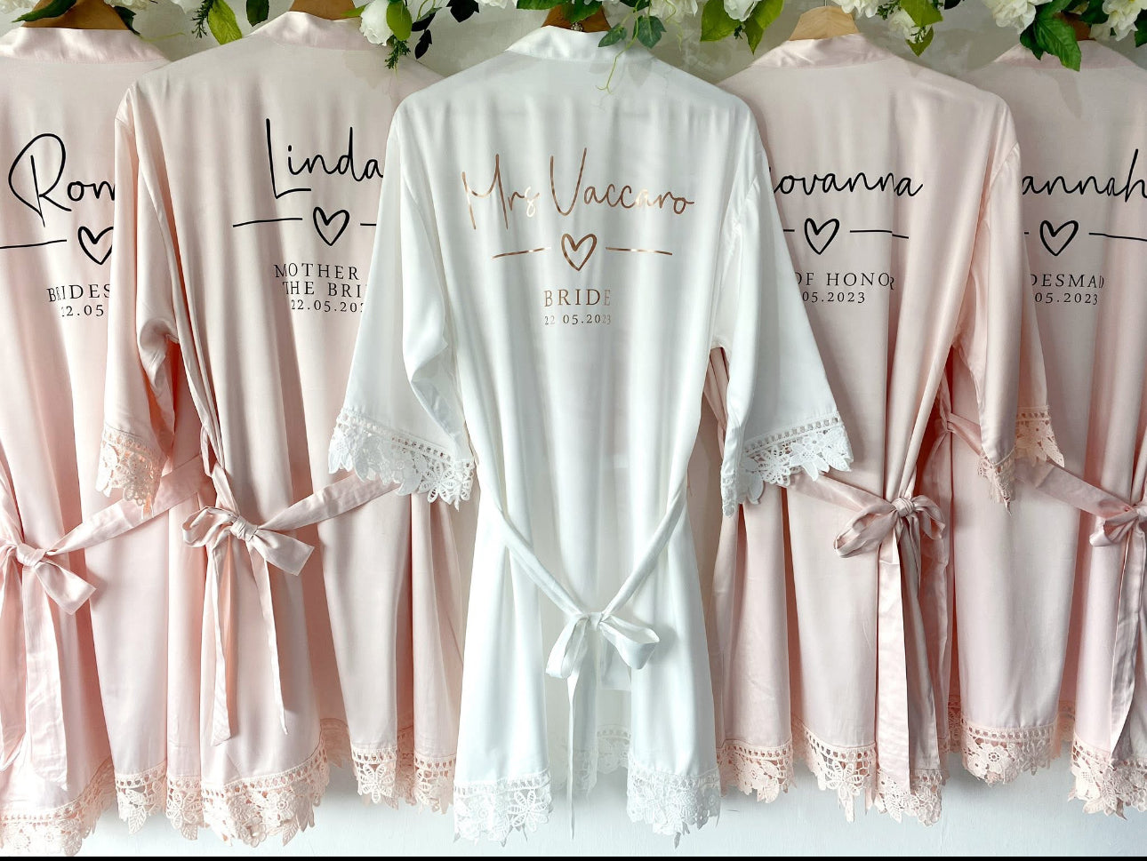 Personalised bridal party wedding robes