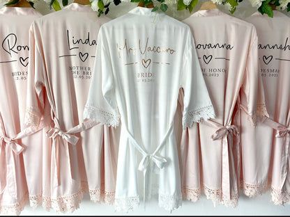 Personalised bridal party wedding robes